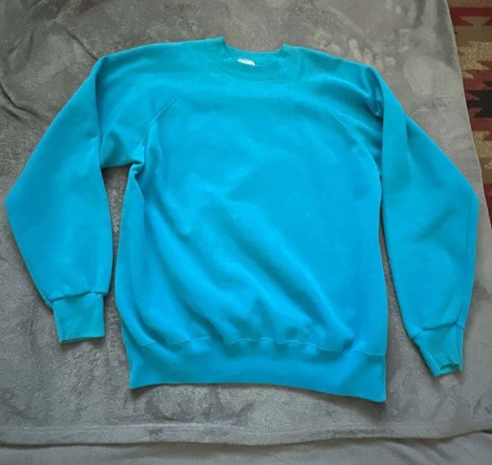 Vintage Hanes Activewear Crewneck Sweatshirt Teal Blue XL